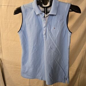 Tommy Hilfiger Sleeveless Polo Shirt Women Large Light Blue